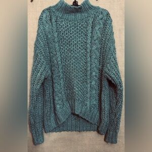 Universal Thread Teal Cable Knit Turtleneck Sweater